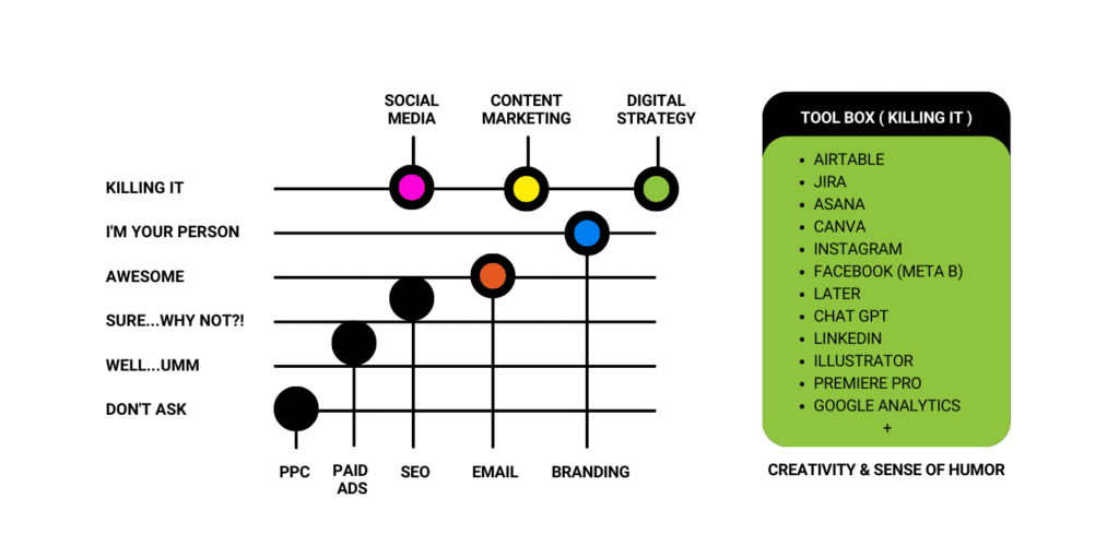 Graph with skills of a Digital Marketing Mentor.